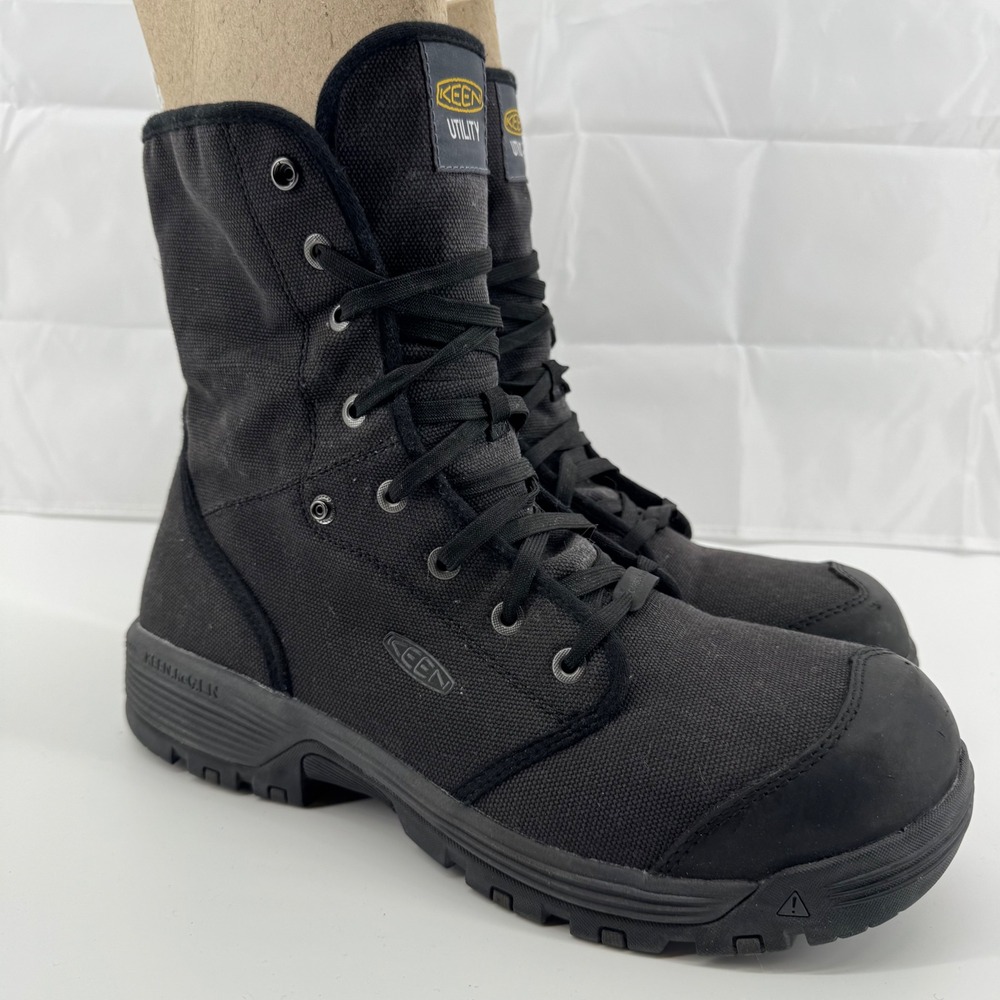 Keen Utility San Jose Canvas Work Boots Mens 12D Carbon Toe Black 1025712 EH
